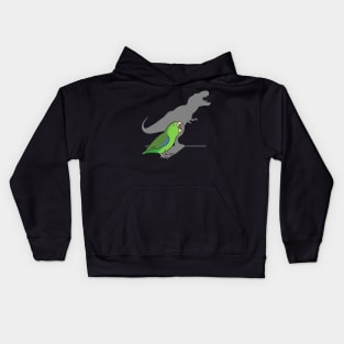 T-rex shadow - green parrotlet Kids Hoodie